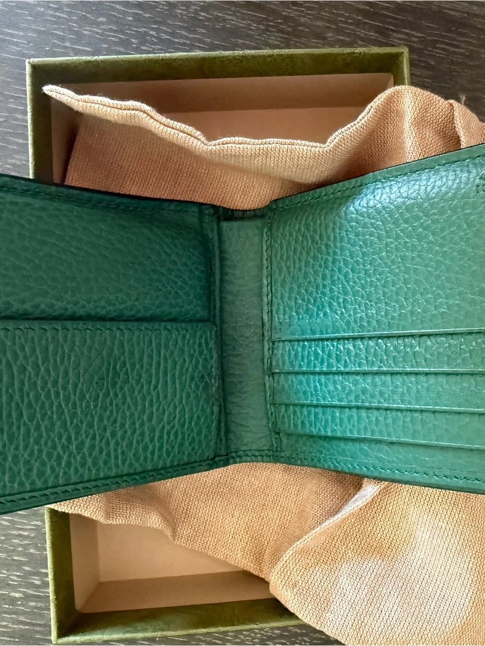 Gucci Black/ Green Leather Card Holder Wallet for Men